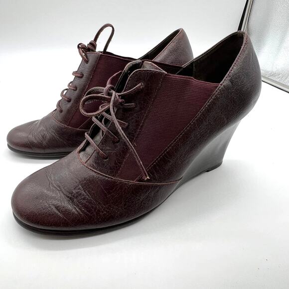 Aerosoles Ankle Heel Boots Size 8.5 Red Leather Upper - Picture 1 of 8